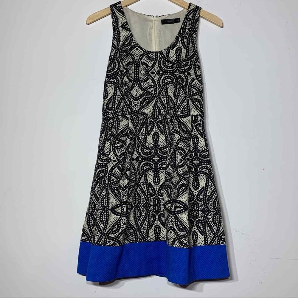 EUC The Limited Black and White Printed Sleeveless Pleated Fit and Flare Dress 6